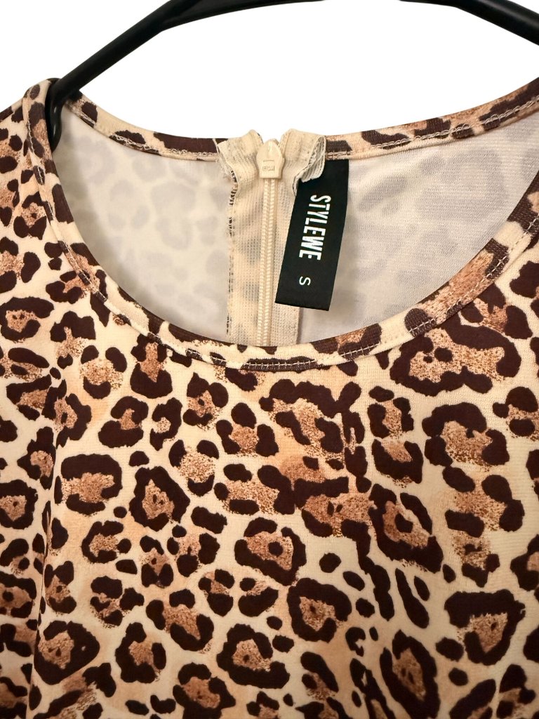 Stylewe Leopard Long Sleeved Dress, Size S, Pockets, Animal Print — image 3 of 5